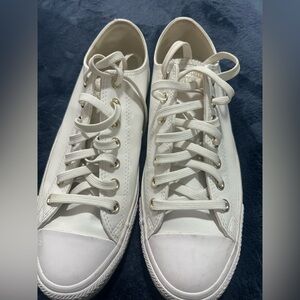 Converse White Leather Sneakers•NWOT